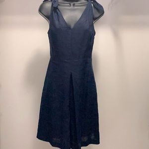 Linen Navy Blue Dress